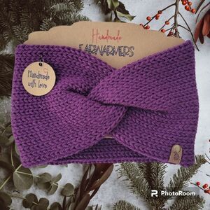 Handmade Knit Adult Purple Earwamer Headband